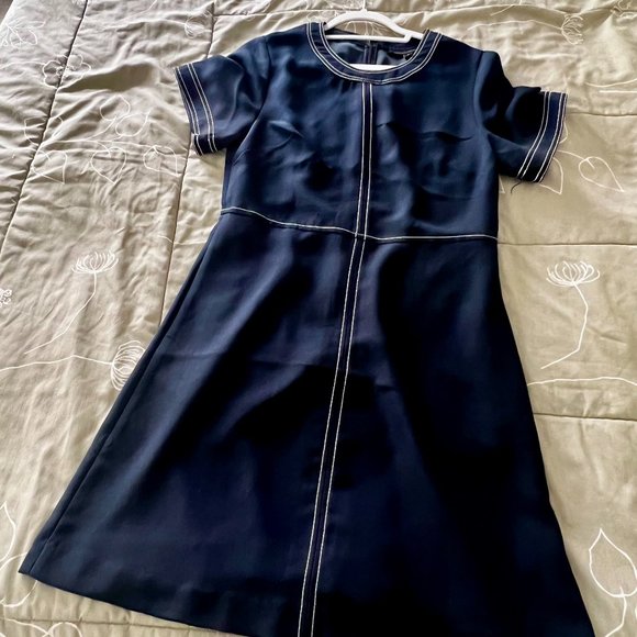 Banana Republic Dark Blue Knee Length Dress with Stitching - Picture 1 of 3